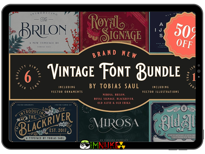 vintage font bundle imk